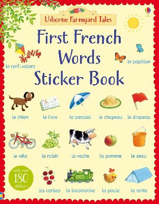 Book cover for First French Words Sticker Book