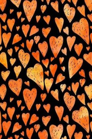 Cover of Journal Notebook Orange Watercolor Hearts