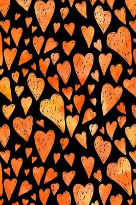 Cover of Journal Notebook Orange Watercolor Hearts