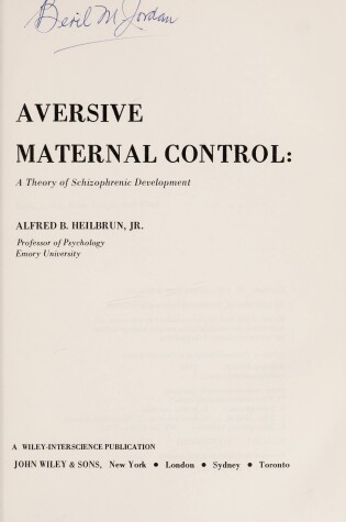 Cover of Aversive Maternal Control