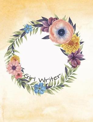 Book cover for Girl Writer Watercolor Wreath Wide Ruled Notebook