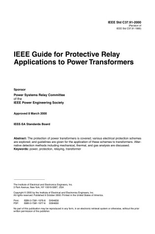 Cover of IEEE Guide for the Application of Current Transformers Used for Protective Relaying Purposes