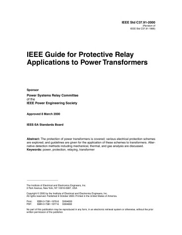 Book cover for IEEE Guide for the Application of Current Transformers Used for Protective Relaying Purposes