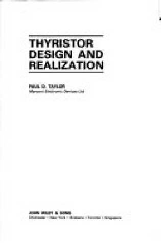 Cover of Thyristor Design and Realization