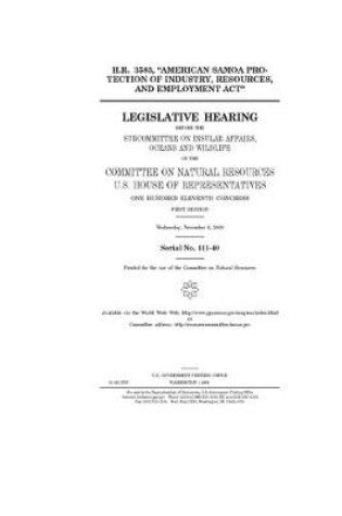 Cover of H.R. 3583, "American Samoa Protection of Industry, Resources, and Employment Act"