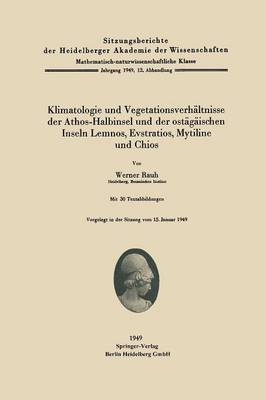 Book cover for Klimatologie und Vegetationsverhältnisse der Athos-Halbinsel und der ostägäischen Inseln Lemnos, Evstratios, Mytiline und Chios