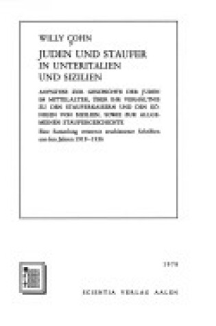 Cover of Juden Und Staufer in Interitalien Und Sizilien