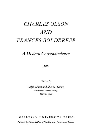 Cover of Charles Olson and Frances Boldereff