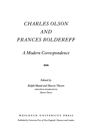 Book cover for Charles Olson and Frances Boldereff