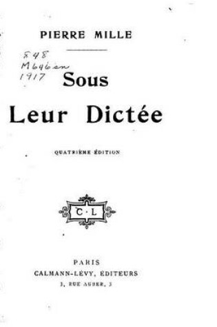 Cover of Sous leur dictee