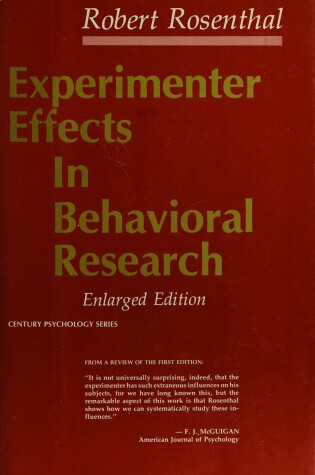 Cover of Experimenter Effects in Behavioural Research