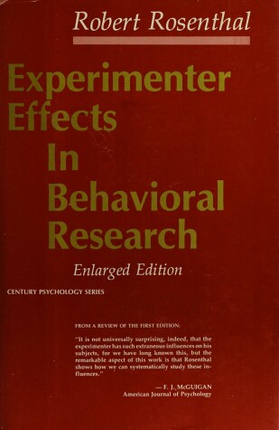 Book cover for Experimenter Effects in Behavioural Research