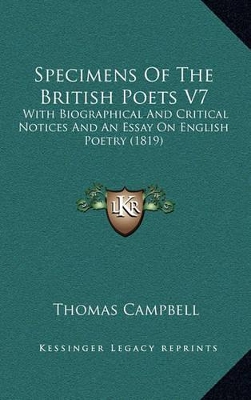 Book cover for Specimens of the British Poets V7