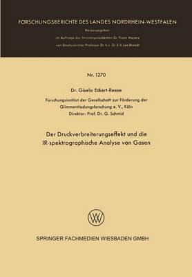 Cover of Der Druckverbreiterungseffekt Und Die Ir-Spektrographische Analyse Von Gasen