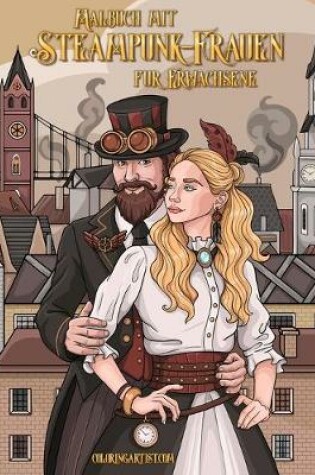 Cover of Malbuch mit Steampunk-Frauen für Erwachsene