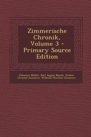 Cover of Zimmerische Chronik, Volume 3