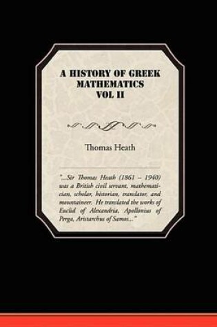 Cover of A History of Greek Mathematics Vol II