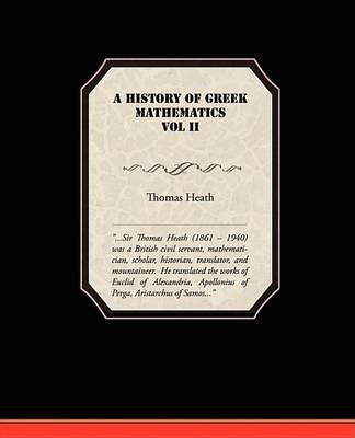 Book cover for A History of Greek Mathematics Vol II