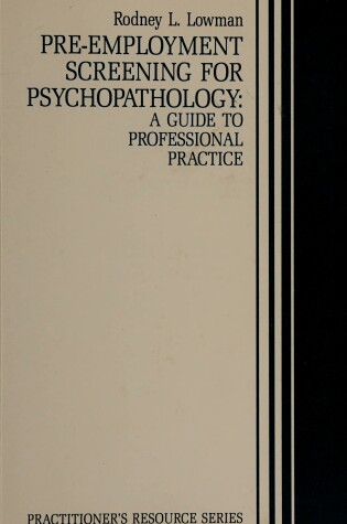 Cover of Pre-Employment Screening for Psychopathology