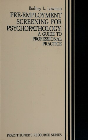 Cover of Pre-Employment Screening for Psychopathology