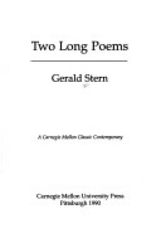 Cover of Two Long Poems