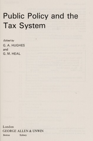 Cover of Public Policy and the Tax System