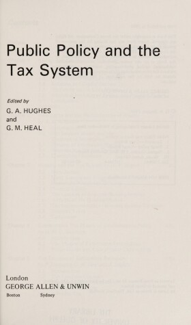 Book cover for Public Policy and the Tax System