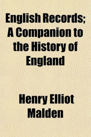 Cover of English Records; A Companion to the History of England