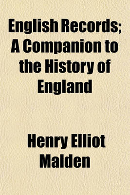 Book cover for English Records; A Companion to the History of England