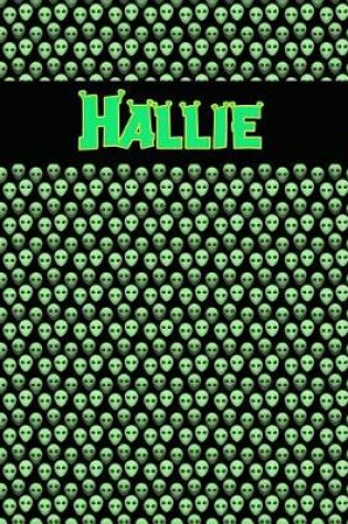 Cover of 120 Page Handwriting Practice Book with Green Alien Cover Hallie