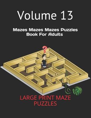 Book cover for Mazes Mazes Mazes Puzzles Book For Adults - Volume 13