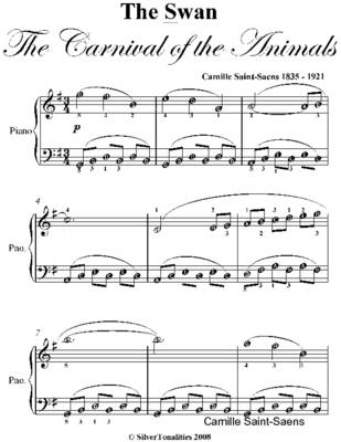Book cover for The Swan Carnival of the Animals Easy Piano Sheet Music