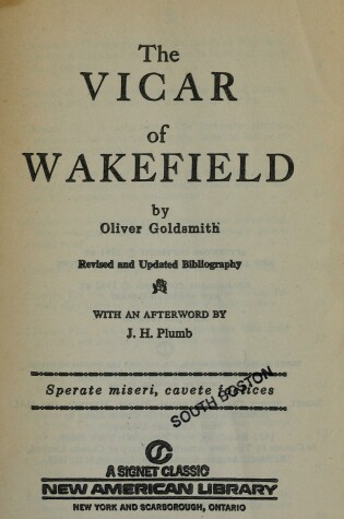 Cover of Goldsmith Oliver : Vicar of Wakefield (Sc)