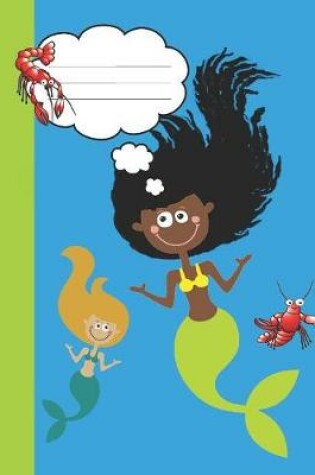 Cover of Black Girl Green Tail Mermaid Cute Girly Writing Journal Modern Mermaid lovers Book