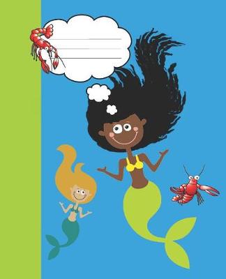 Cover of Black Girl Green Tail Mermaid Cute Girly Writing Journal Modern Mermaid lovers Book