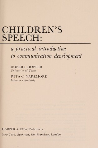 Cover of Children's Speech