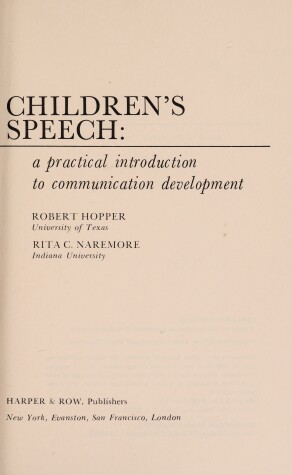 Book cover for Children's Speech