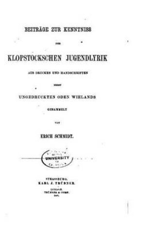Cover of Beitr�ge zur kenntniss der Klopstocksehen jugendlyrik