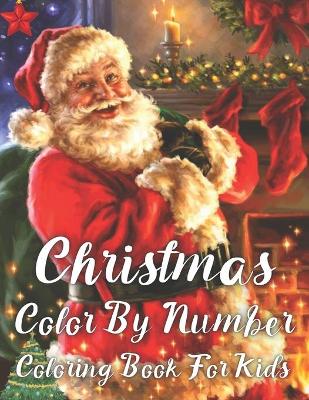 Book cover for christmas color by number coloring book for kids
