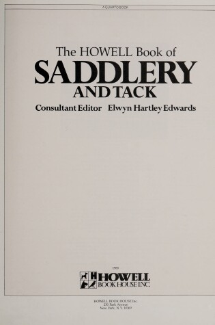 Cover of The Howell Book of Saddlery and Tack
