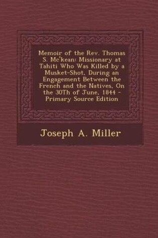 Cover of Memoir of the REV. Thomas S. Mc'Kean