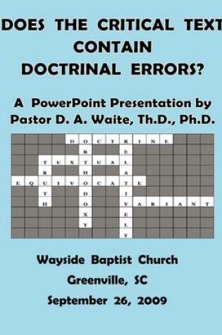 Cover of Does the Critical Text Contain Doctrinal Errors?