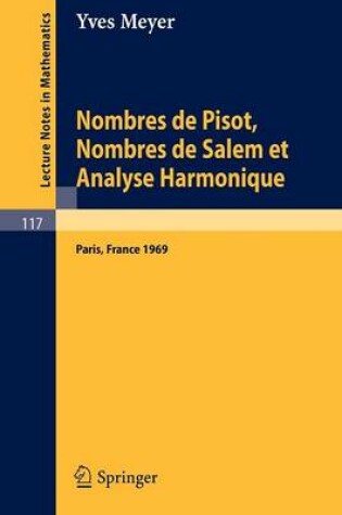 Cover of Nombres de Pisot, Nombres de Salem Et Analyse Harmonique