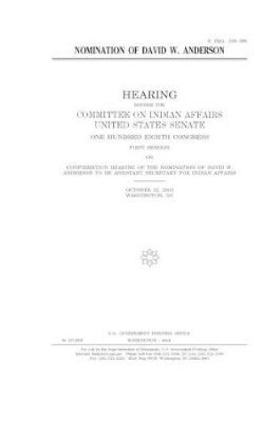 Cover of Nomination of David W. Anderson