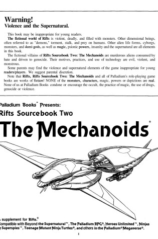 Cover of Rifts Sourcebook 2: the Mechanoids