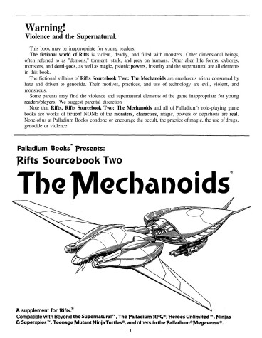 Book cover for Rifts Sourcebook 2: the Mechanoids