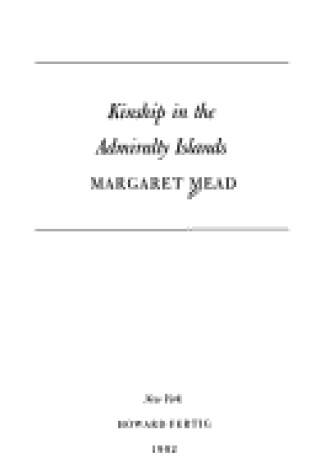 Cover of Kinship in the Admiralty Islands