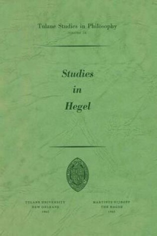 Cover of Studies in Hegel
