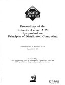 Book cover for Proceedings of the Sixteenth ACM Symposium on Principles of Distributed Computing