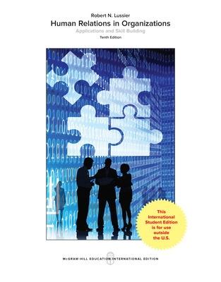 Book cover for Human Relations in Organizations: Applications and Skill Building